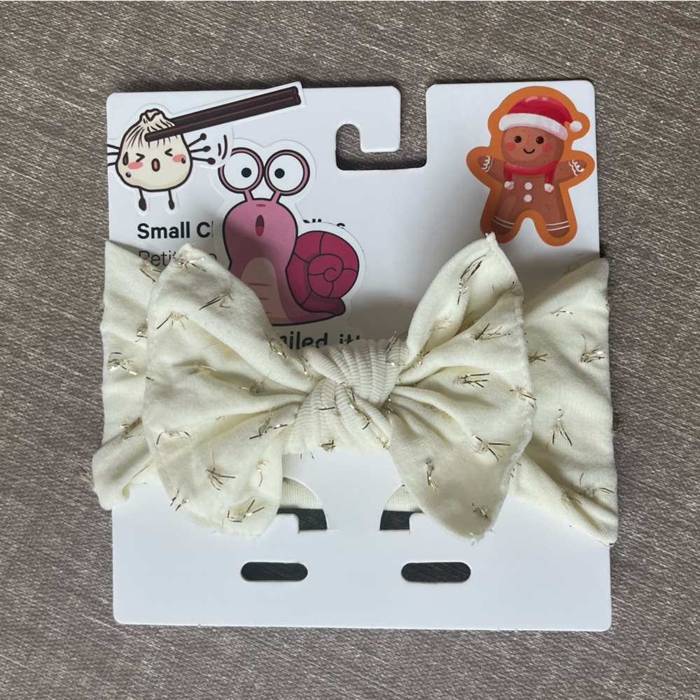 Baby Bling NB Patterned Tinsel Knot Headband - Ivory